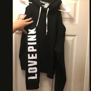 PINK VICTORIA SECRET open shoulder hoodie